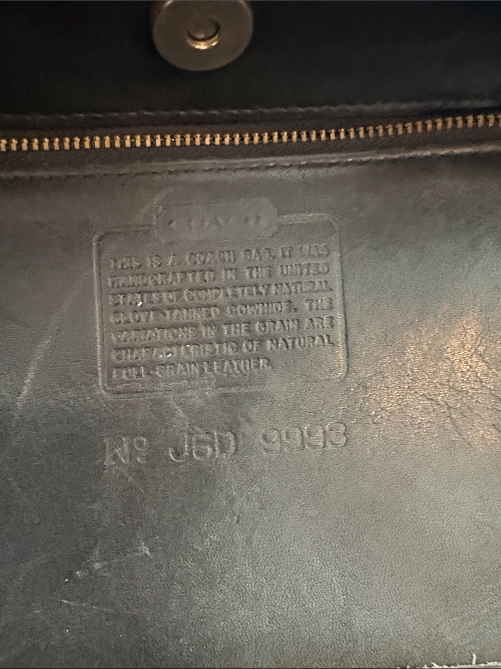 Vintage Black Leather Tote Crossbody Bag with Cutout Handles by Coach - Picture 7 of 10